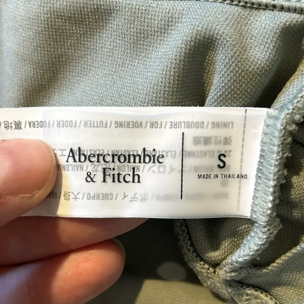 Abercrombie + Fitch green polka dot one shoulder asymmetrical bikini top sz S